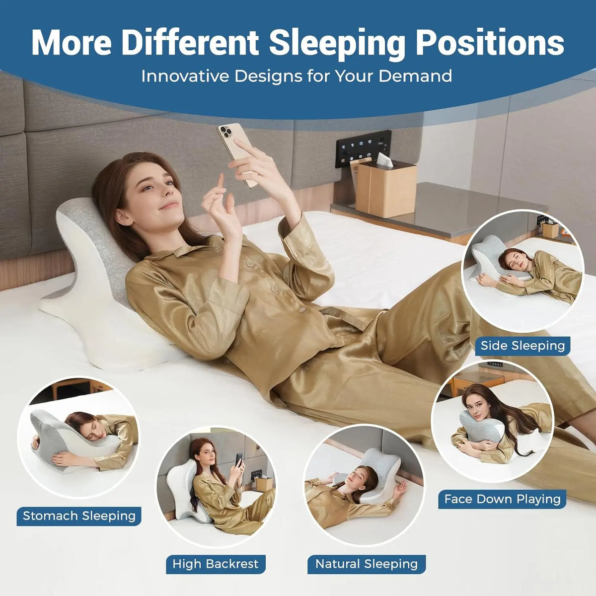 Ergonomic Memory Foam Reading Pillow – Bed Wedge Back Support Bed Wedge Pillow Qst