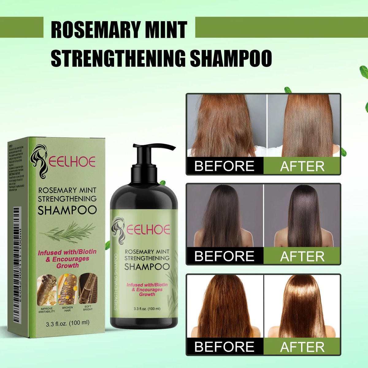 EELHOE Rosemary Nourishing Shampoo – Frizz Control & Repair Nourishing Shampoo Qst