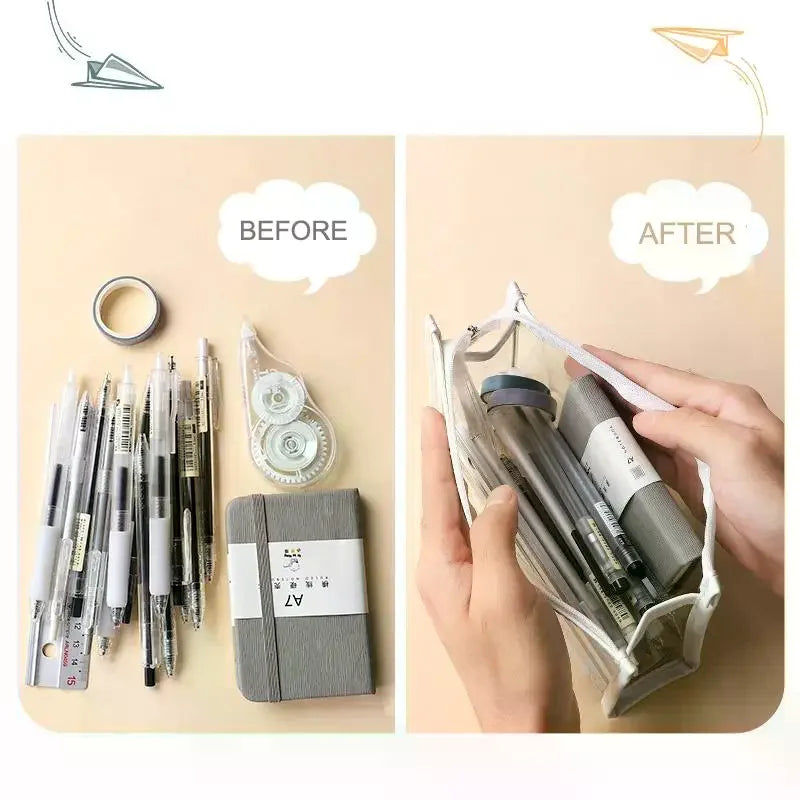 Large Capacity Transparent Pencil Case – Clear Pen Bag Clear Pencil Case Qme