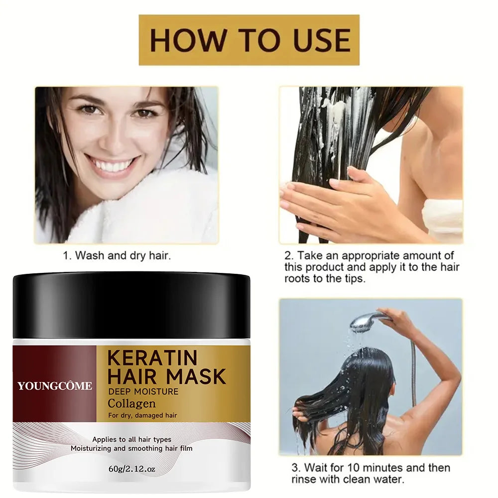 YOUNGCOME Collagen Keratin Hair Mask 30g/60g – All Hair Types Hair Mask Treatment Qst