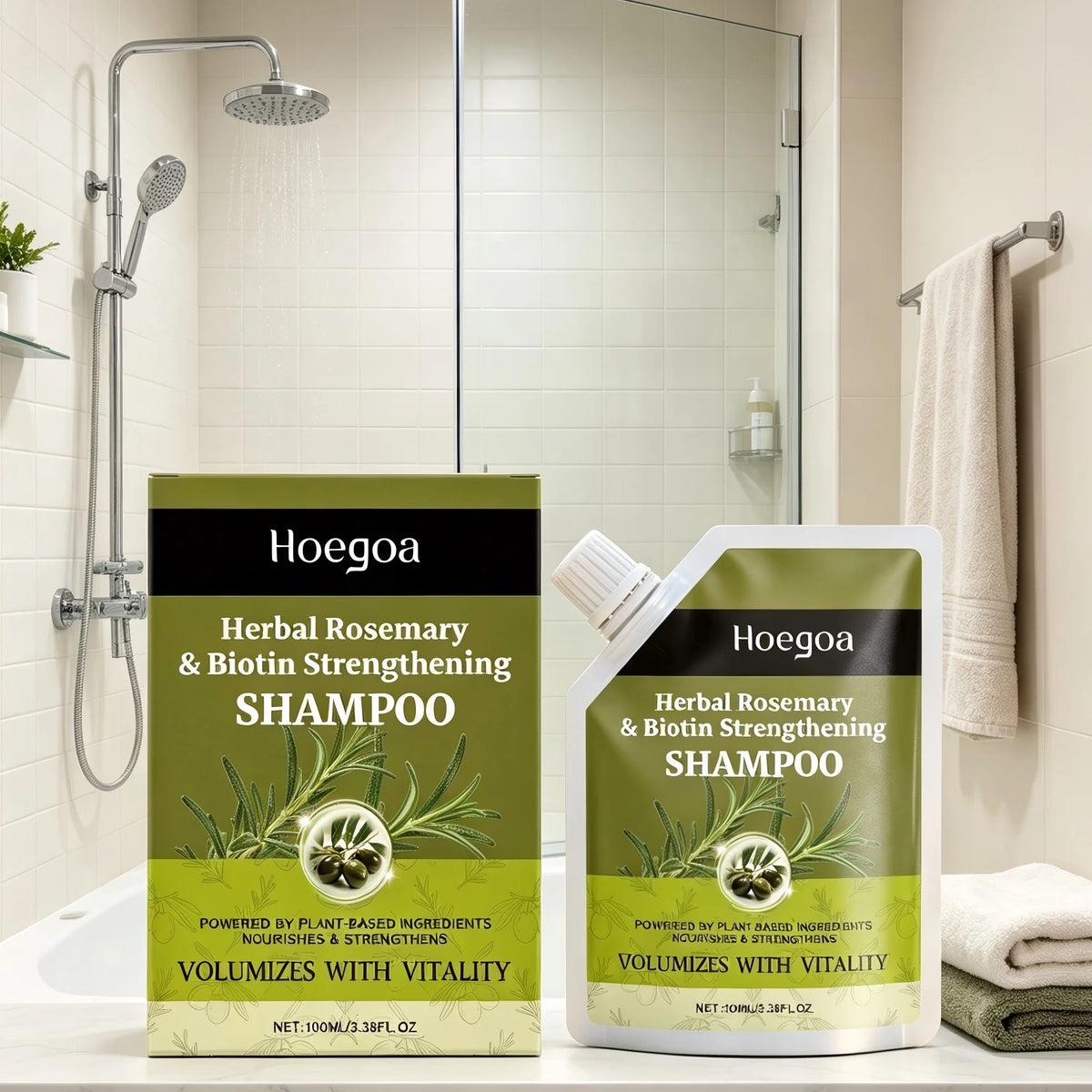 Hoegoa Rosemary Biotin Shampoo – Volumizing Hair Strengthener 100ml Hair Growth Shampoo Qst