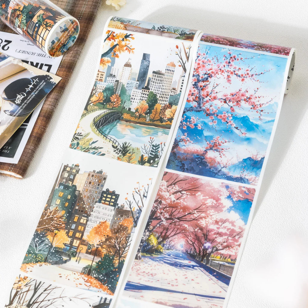 Landscape PET Tape 2M Roll – Scrapbooking & Junk Journal Decorative Craft Tape Qme