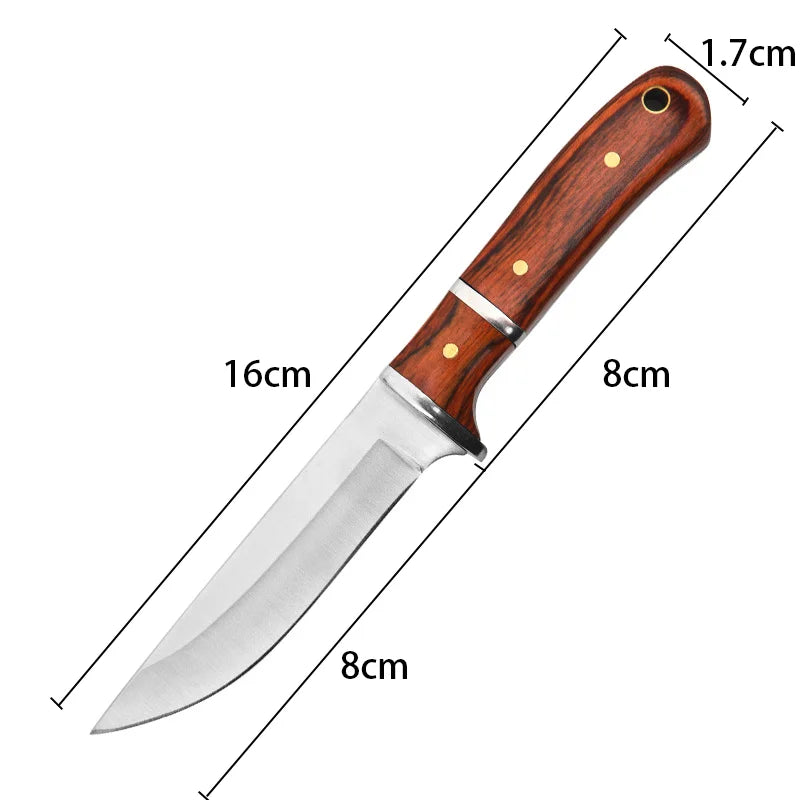 Swayboo Fixed Blade Knife – Stainless Steel Wood Handle BBQ Fixed Blade Knife Qst