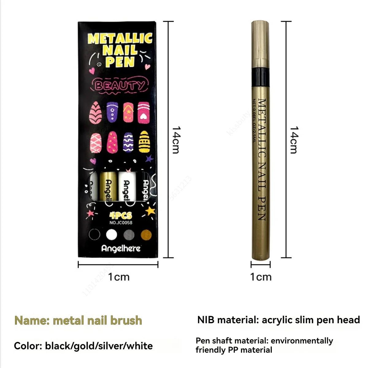 4-Color Metal Nail Art Graffiti Marker Pens – Waterproof DIY Nail Art Marker Set Qme