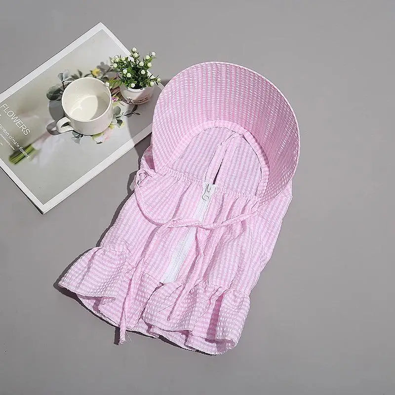 Women's Plaid Sun Hat with Face Mask – Outdoor UV Summer Hat Sun Hat Qst Pink