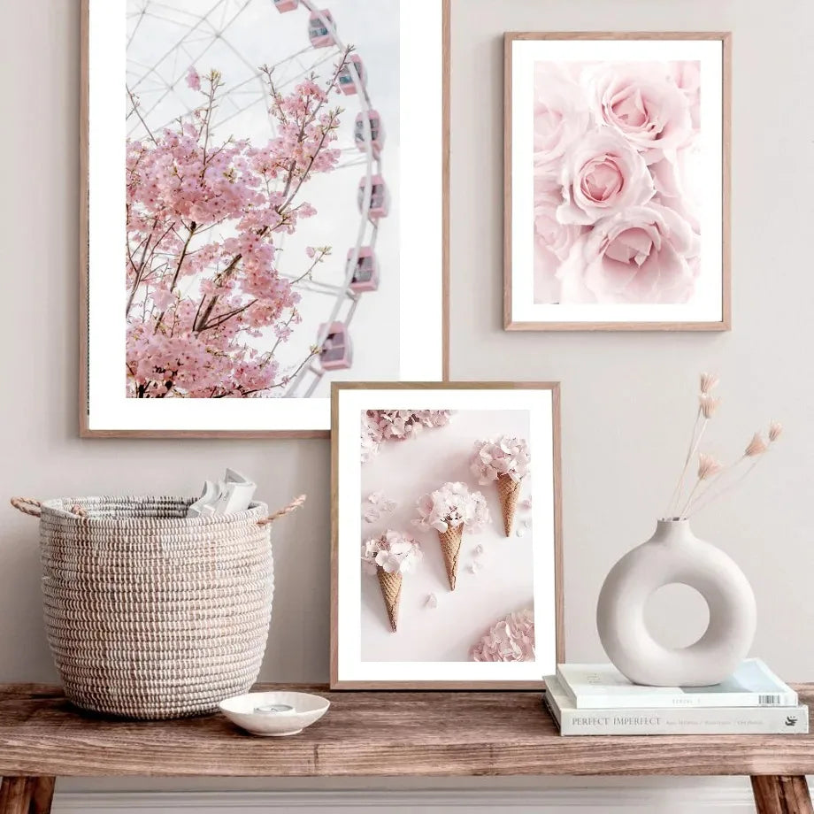 Floral Canvas Wall Art – Sakura Rose Tulip Nordic Poster Print Canvas Wall Art Qst