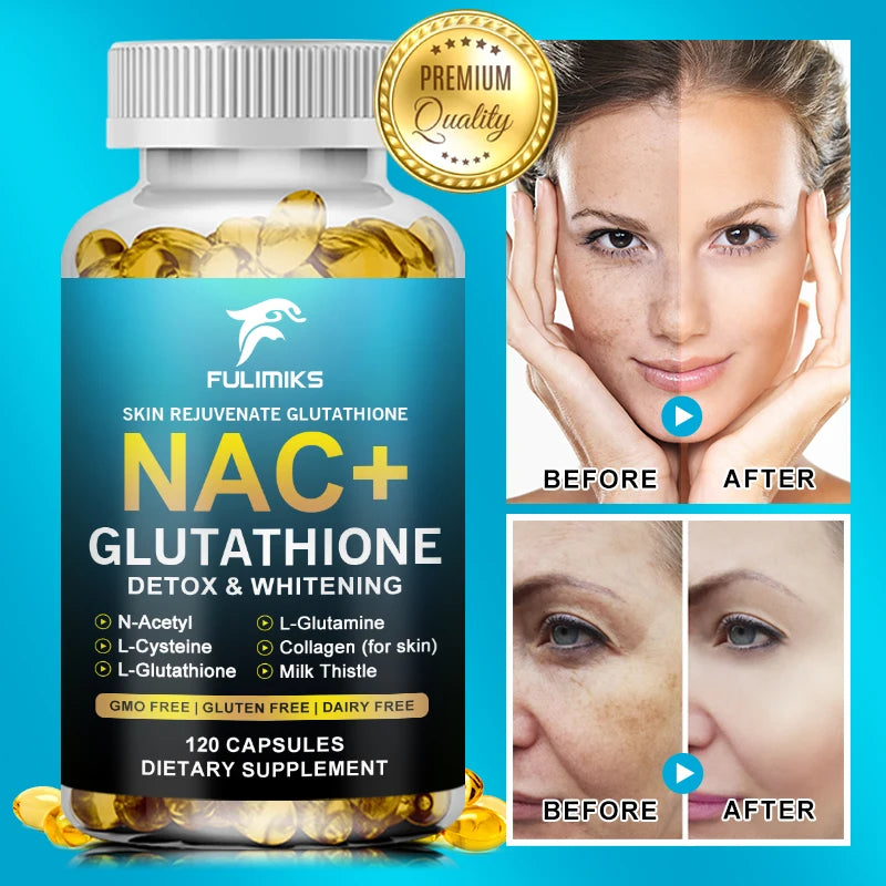 NAC + Glutathione Supplement – Antioxidant & Skin Wellness 120ct Dietary Supplement Qst