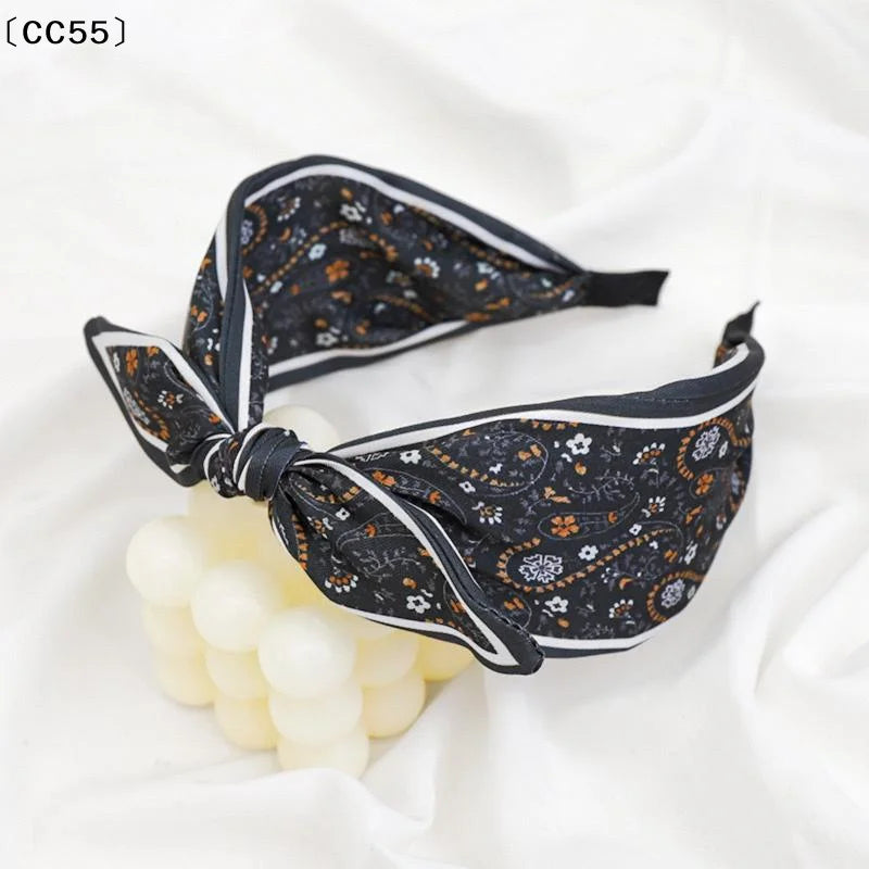 Retro Bohemian Floral Paisley Rabbit Ear Bow Headband Women Boho Hair Headband Qst