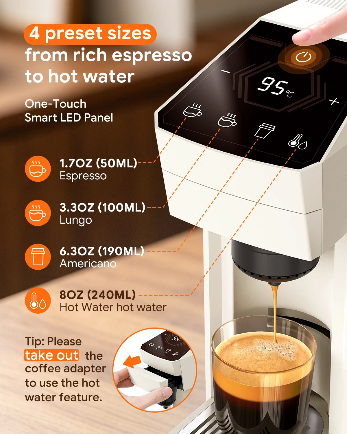 RECAFIMIL 3-in-1 Capsule Coffee Machine | Hot & Cold Espresso Capsule Coffee Machine Qst
