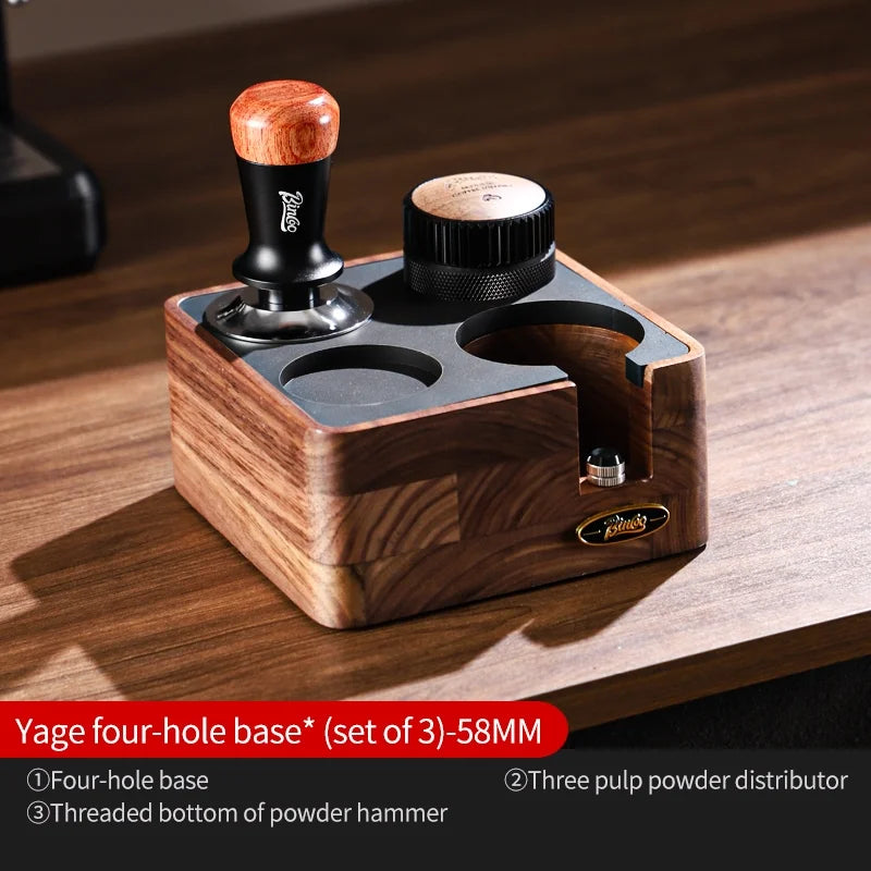 BINCOO 51/58mm Portafilter Storage Base Tamper & Distributor Set Espresso Barista Tool Set Qst 3 Pcs-58MM-A4