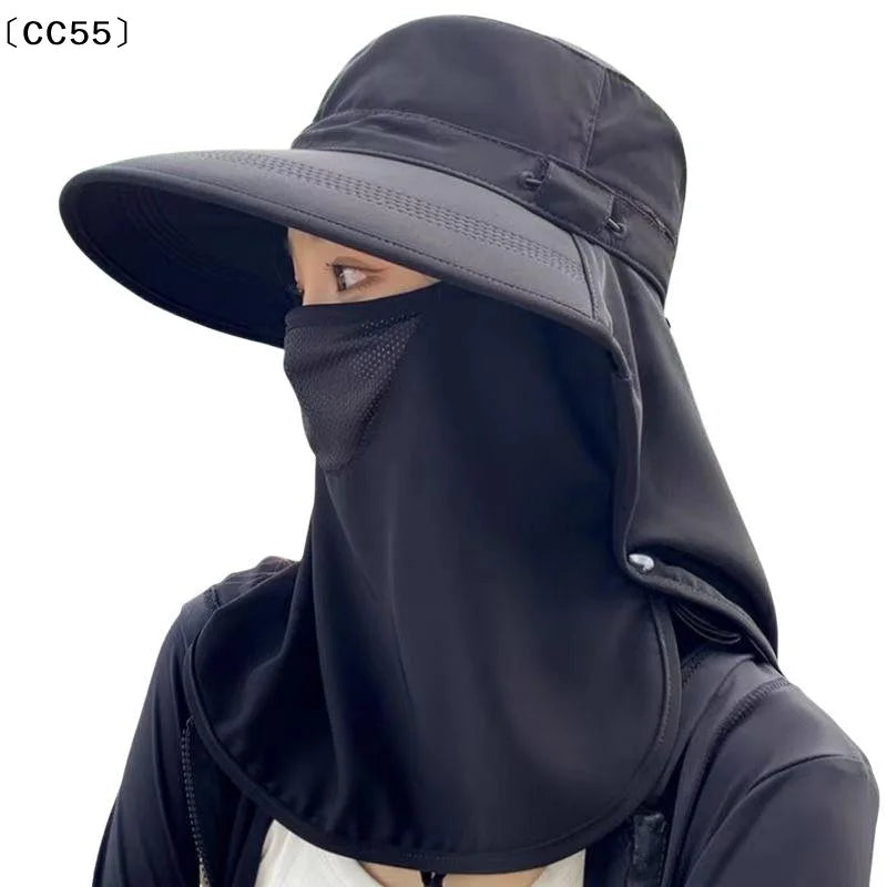 UV Sun Hat Wide Brim Face Cover & Neck Flap – Outdoor Cap Wide Brim Sun Hat Qst