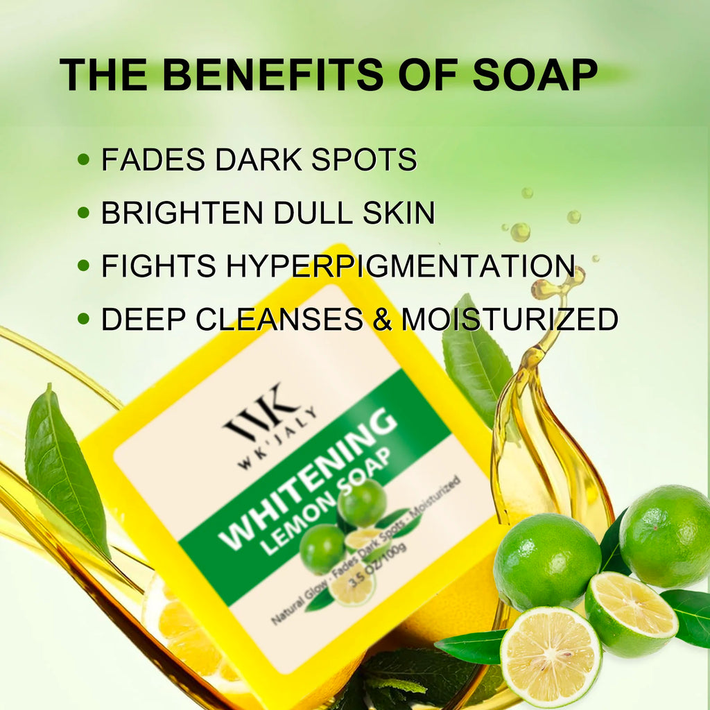 WK'JALY Lemon Brightening Soap – Face & Body Bar 100g Brightening Bar Soap Qst