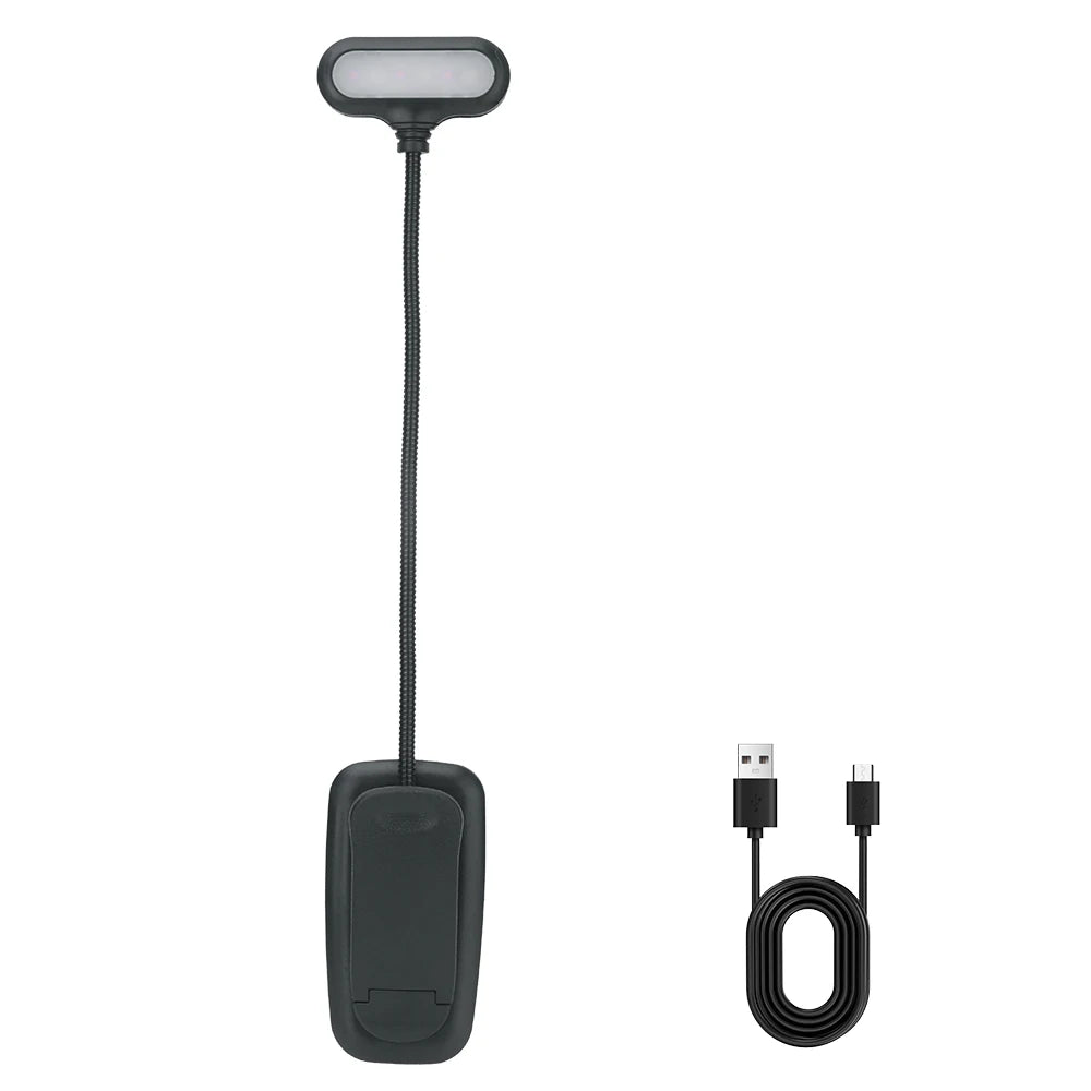 BORUIT Rechargeable Clip Book Light – 6 LED Warm & Cool Clip Reading Lamp Qst 3 Lights black