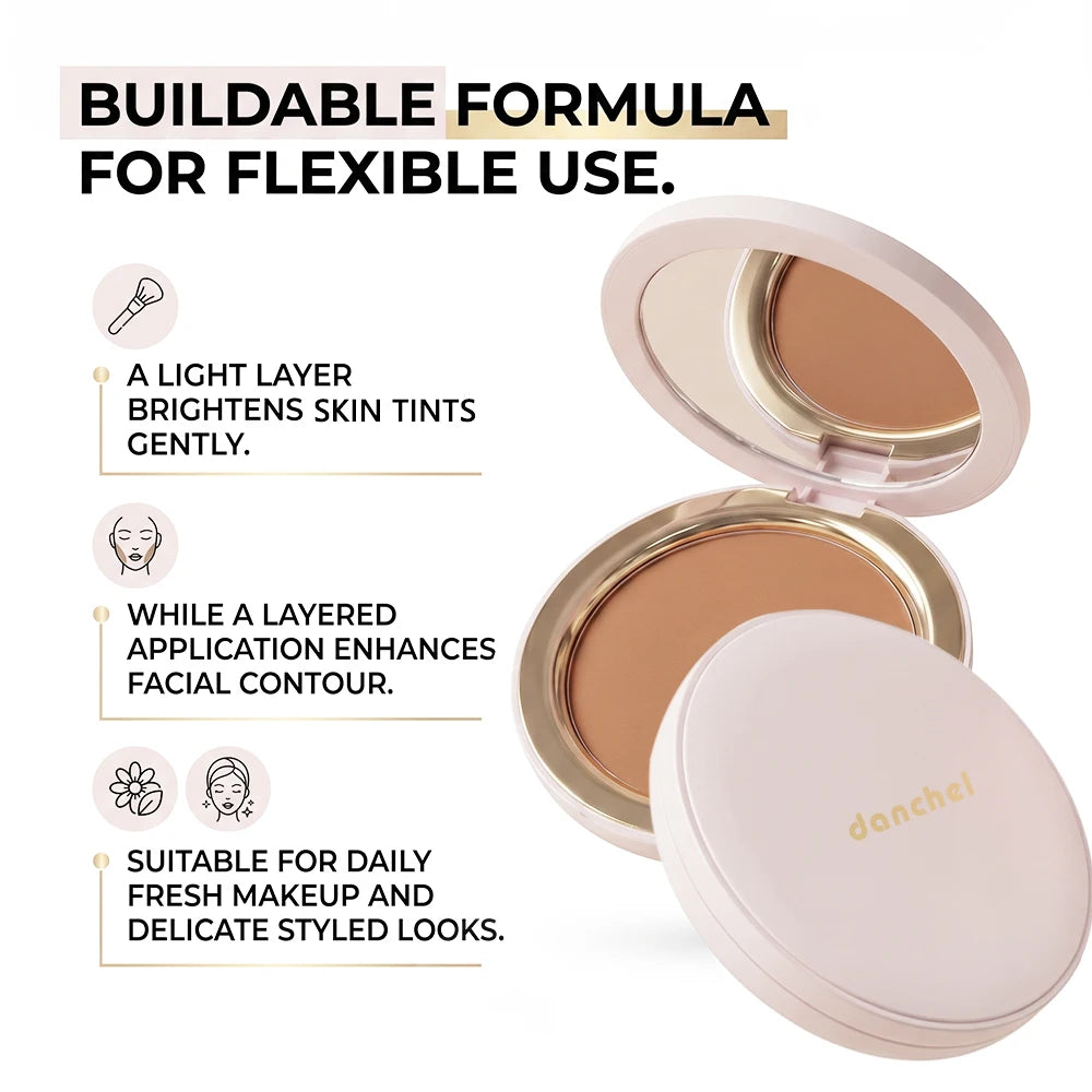 DANCHEL Matte Contour Powder – Soft Focus Sculpting Pressed Powder Contour Powder Qst