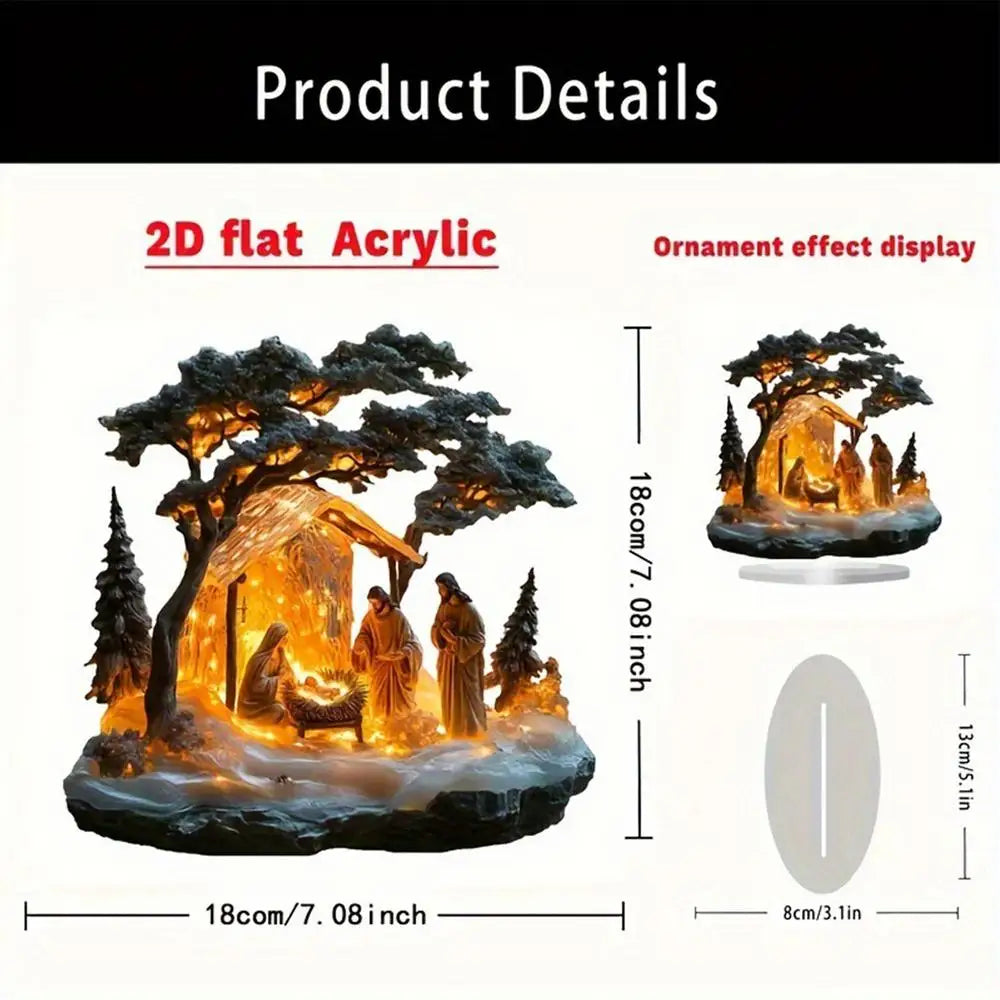 Acrylic Nativity Figurine Christmas Tabletop Scene Decor Nativity Figurine Set Qme as shown