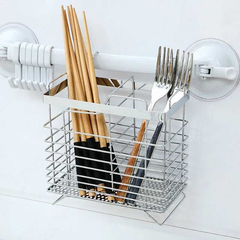 Stainless Steel Cutlery Holder & Drainer Rack | Kitchen Organizer Cutlery Organizer Rack Qme