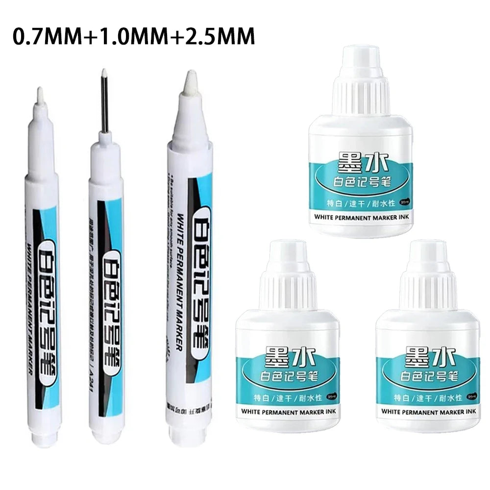 White Waterproof Marker Pens | Oily Ink DIY Graffiti Art Waterproof Marker Pens Qme 3 Pens - 3 inks