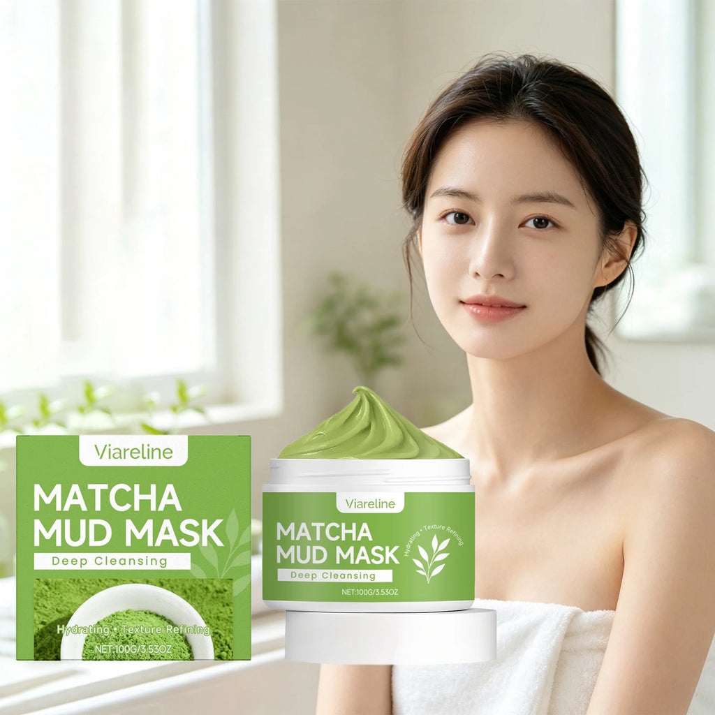 Viareline Matcha Mud Mask – Pore Care, Oil Control & Brightening Face Mud Mask Qst