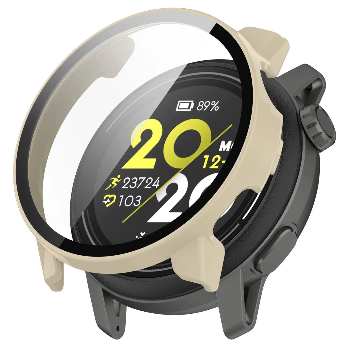 Tempered Glass Case for Coros Pace 2 & 3 Smartwatch Cover Smartwatch Protective Case Qme Lvory White For Coros Pace 2