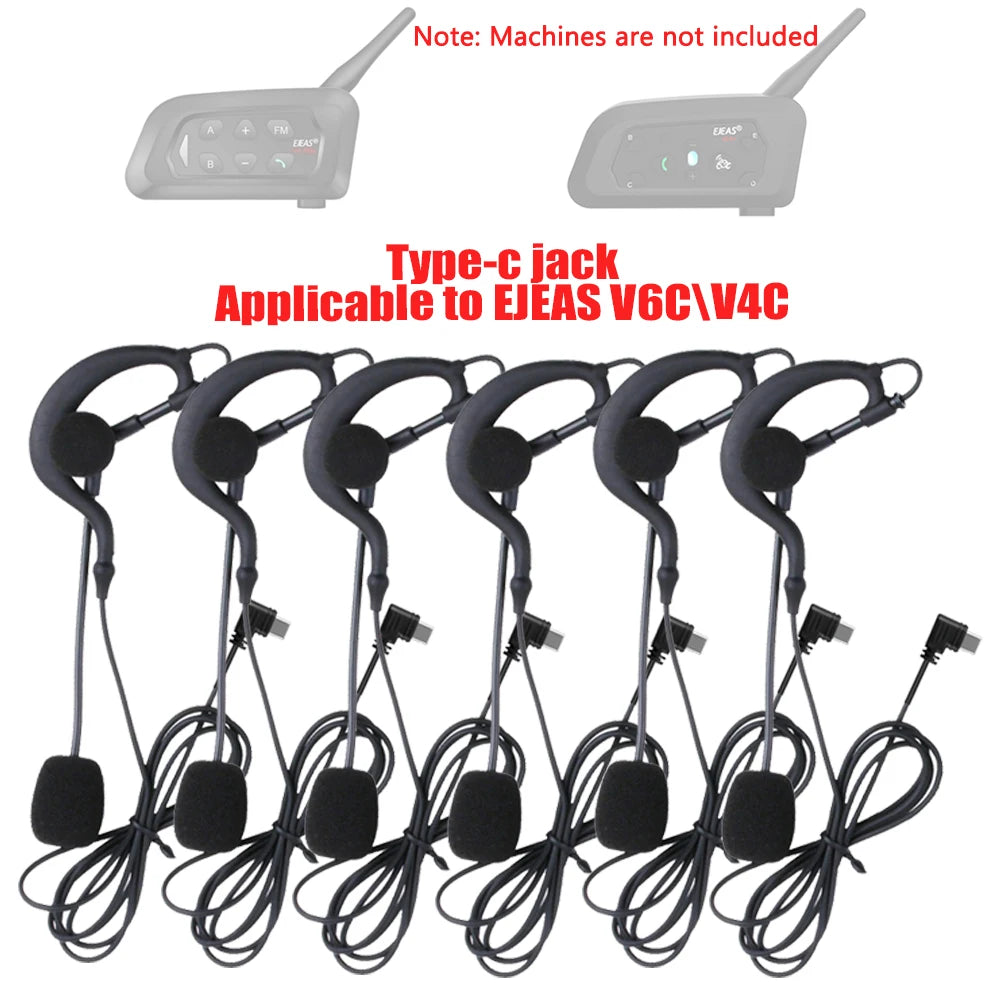 EJEAS V6C V4C Plus Referee Earhook Headset – Type-C Full Duplex Referee Intercom Headset Qst