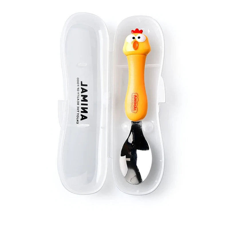 Cartoon Animal Kids Cutlery Set – Spoon & Fork for Toddlers Kids Cutlery Set Qme Chiken Only Spoon