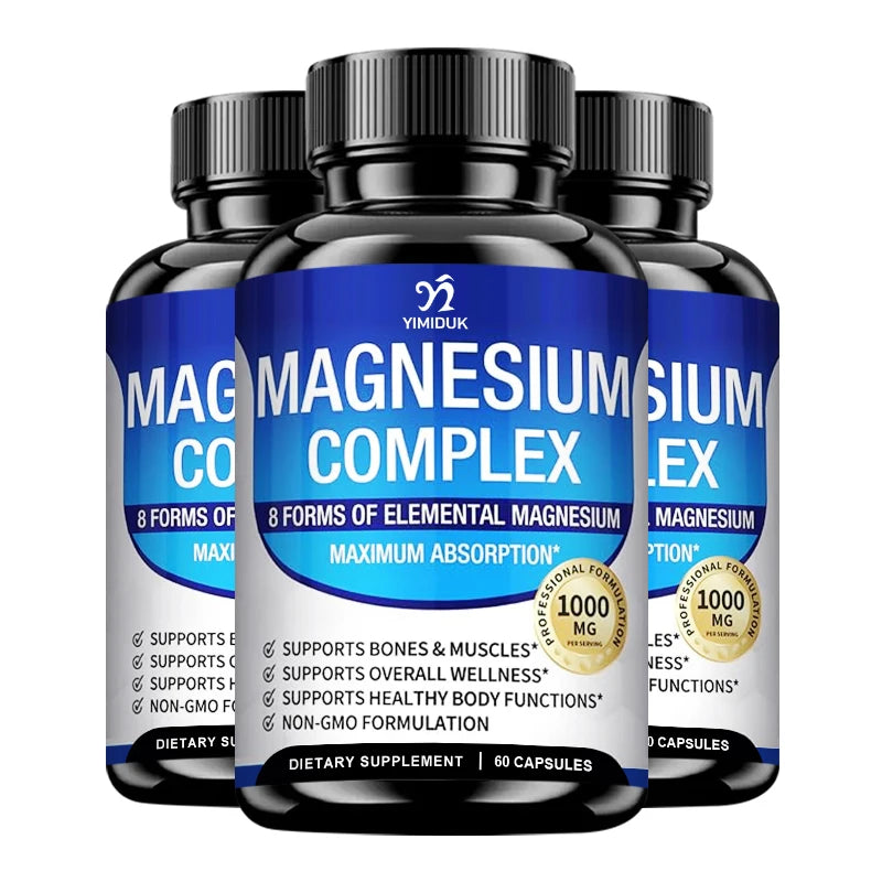 Yimiduk Magnesium Complex – Bone, Muscle & Heart Support Magnesium Supplement Qst 3 Bottles-60pcs
