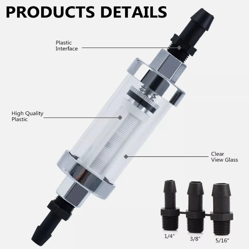 Universal Reusable Inline Fuel Filter with 6 Hose Adapters Inline Fuel Filter Qme