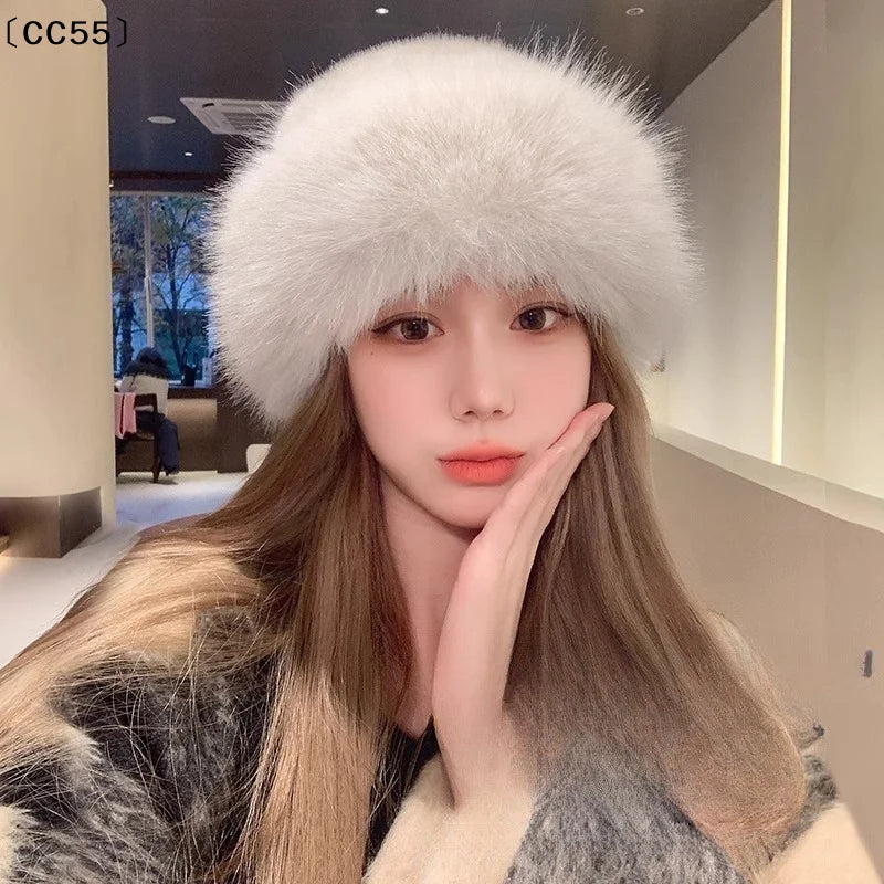 Women's Fluffy Mongolian Plush Hat – Warm Winter Fur Cap Winter Fur Hat Qst