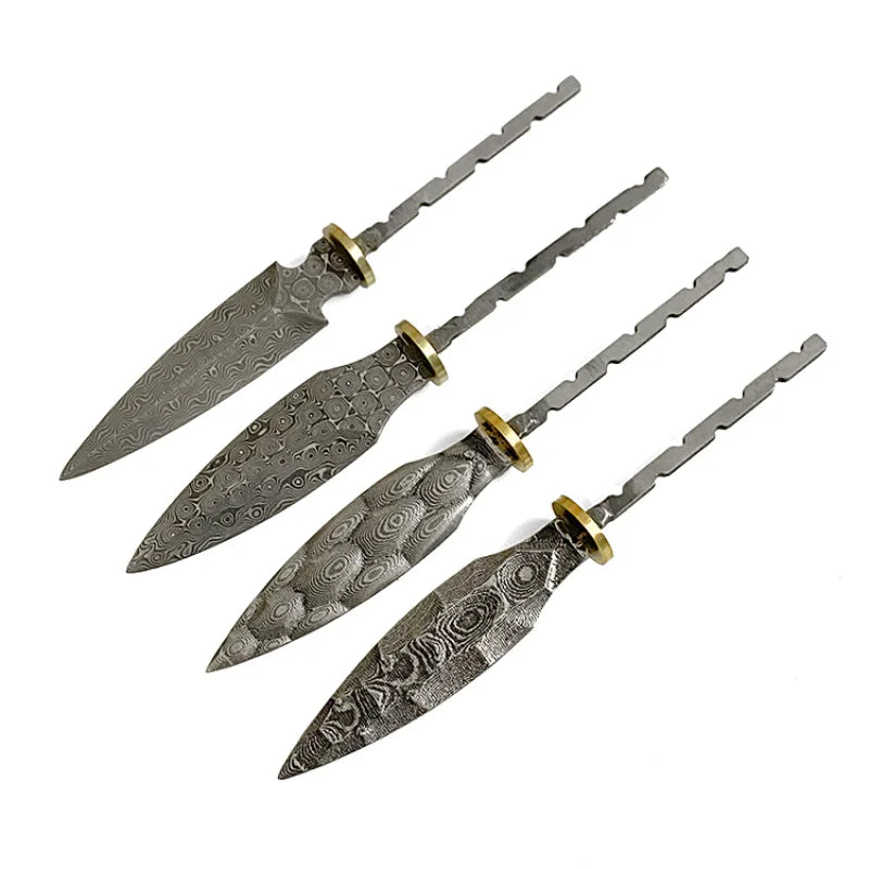 Damascus Steel Tea Knife Blank – DIY Tea Needle Tool Tea Knife Blank Qst