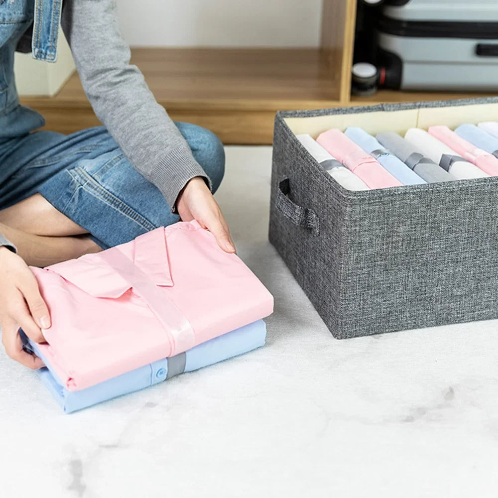 Foldable Cotton Linen Storage Box | Double-Door Drawer Organizer Fabric Storage Organizer Qme