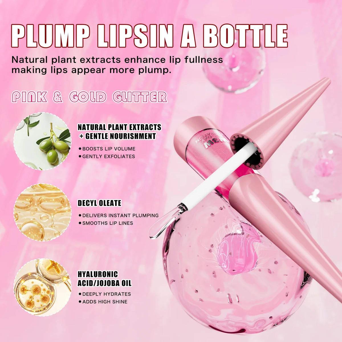 Moisturizing Transparent Lip Plumper Gloss – 5 Shades | Qme Lip Plumper Gloss Qme