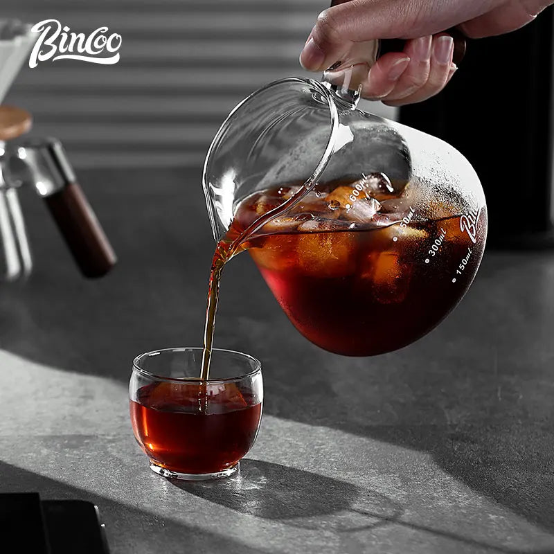 Bincoo 450ml/600ml Graduated Glass Coffee Sharing Pot | Pour Over Glass Coffee Server Qst