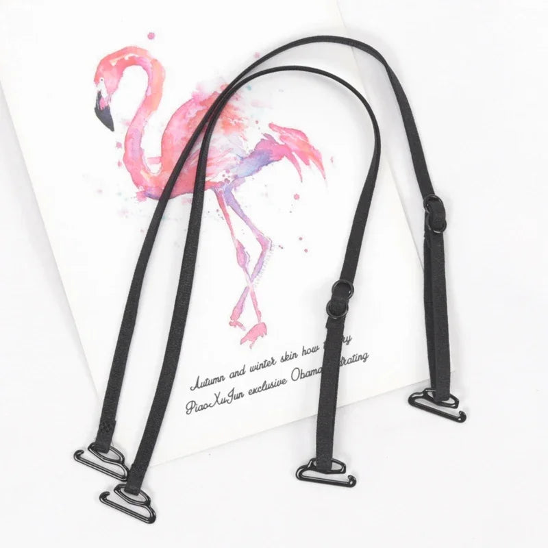 Women's Elastic Nylon Bra Straps – Thin Non-Slip Spaghetti Bra Straps Qme black 42-0.5cm China Mainland