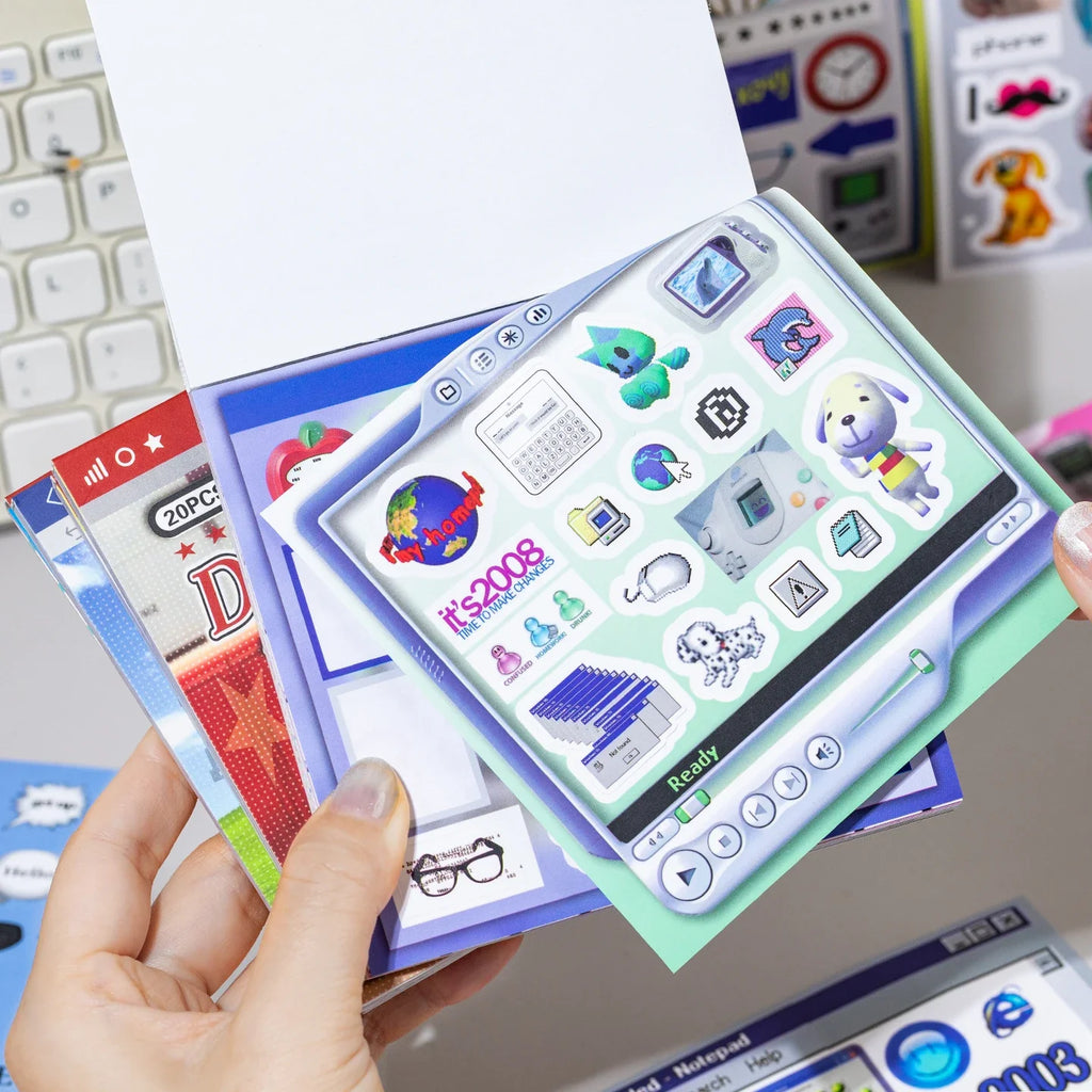 Market Theme Die-Cut Sticker Book for DIY Scrapbooking Die-Cut Sticker Book Qme