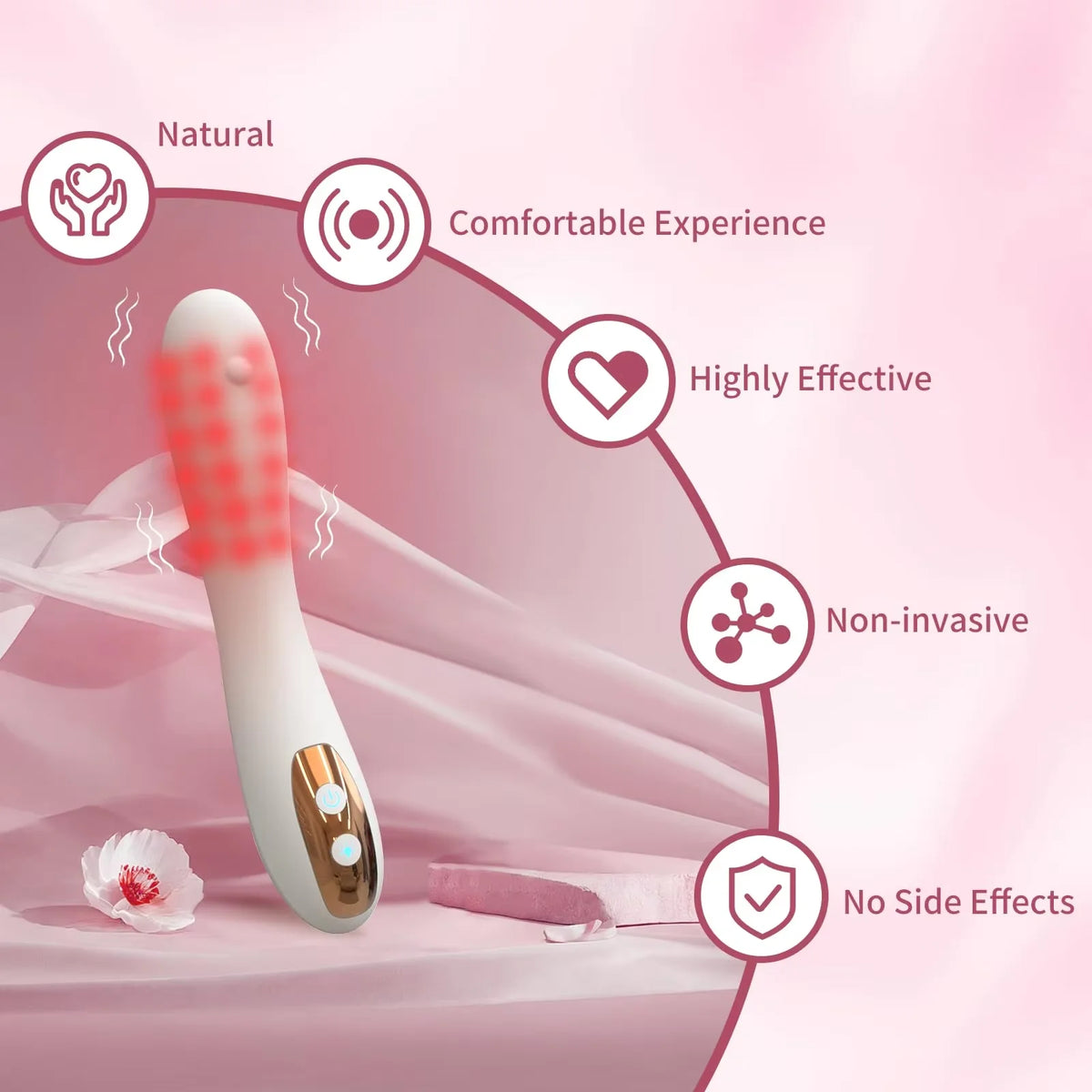 Red Light Therapy Intimate Wand – 36 LED Heating IPX5 Rechargeable Intimate Wellness Device Qst