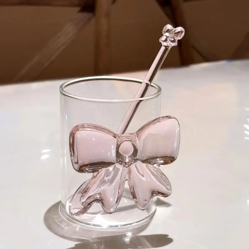 Pink Bow Glass Long-Handle Stirring Spoon – Coffee & Tea Glass Stirring Spoon Qme