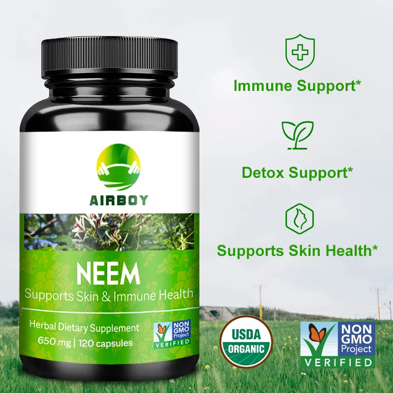 Organic Neem Supplement – Skin, Immune & Liver Support Herbal Supplement Qst