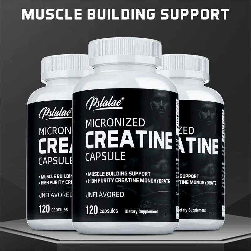 Creatine Monohydrate 5000mg Capsules – Pre-Workout by Pslalae Creatine Supplement Qst