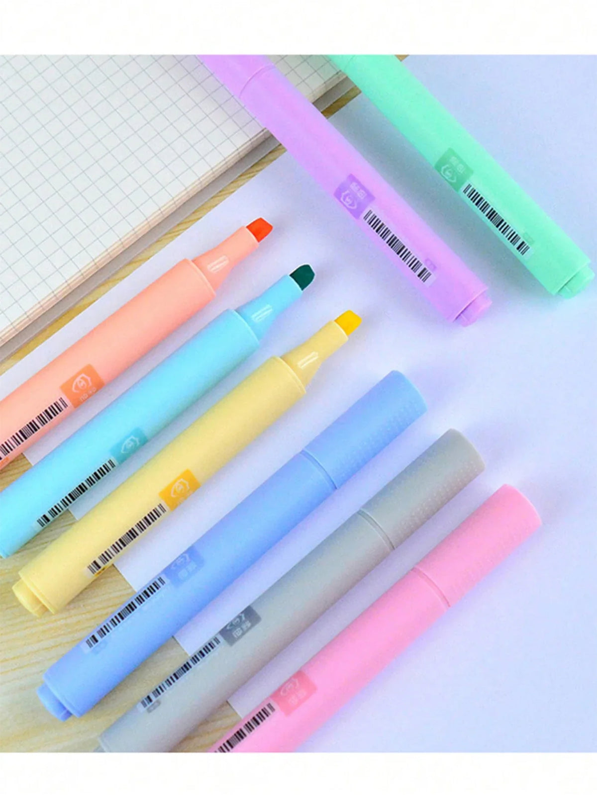 8 Macaron Highlighter Pens Slanted Tip – Pastel Color Set Highlighter Pen Set Qme