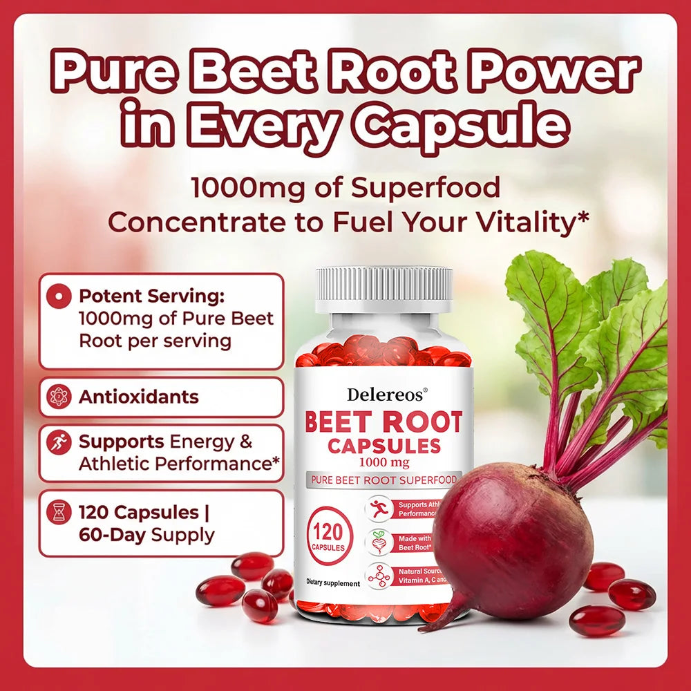 Organic Beetroot Capsules 1000mg – Non-GMO | ZENVITALIZE Herbal Supplement Qst