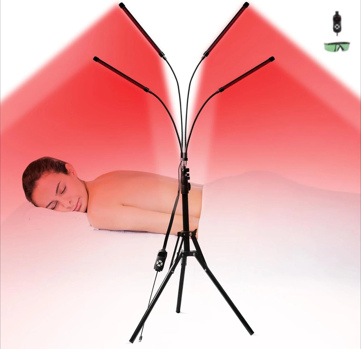 ZONGKUNG Red Light Therapy Lamp 660nm 850nm – 4/5 Head with Stand Red Light Therapy Lamp Qst