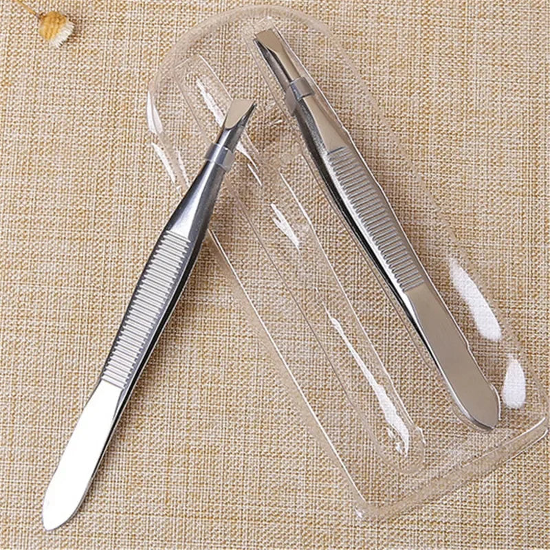 Professional Slanted Stainless Steel Eyebrow Tweezers – 2-Pack Eyebrow Tweezers Qme
