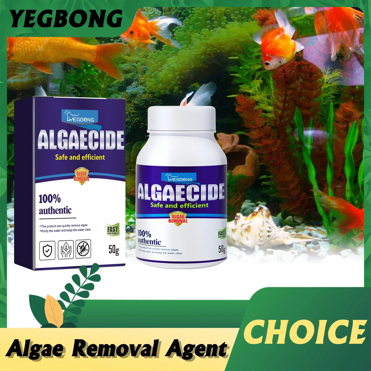 YEGBONG Aquarium Algae Removal Agent – Purify Tank Water Aquarium Algae Treatment Qme