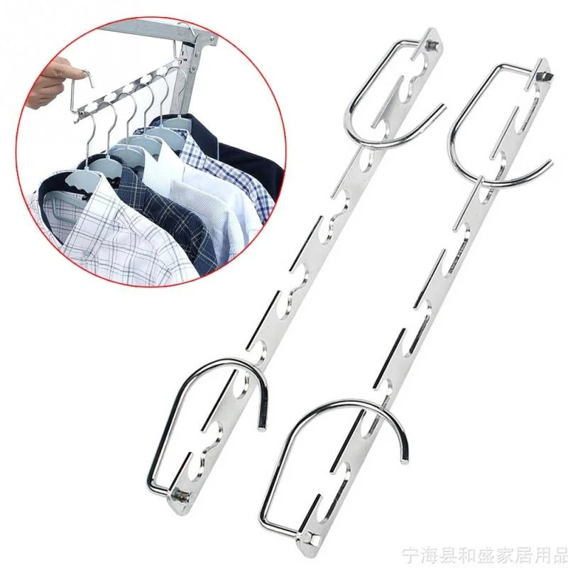 Space-Saving 6-Hook Metal Clothing Hanger Organizer 37cm Wardrobe Hanger Organizer Qme