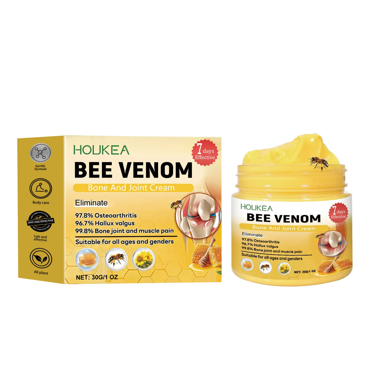 HOUKEA Bee Venom Joint & Bone Care Cream 30g – Soothing Body Body Care Cream Qst 30g boxed