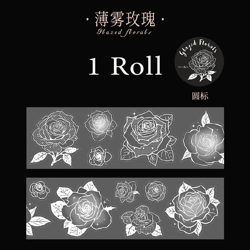 White Ink Floral Washi Tape Stickers | Tracing Paper Journal Journal Washi Stickers Qme F