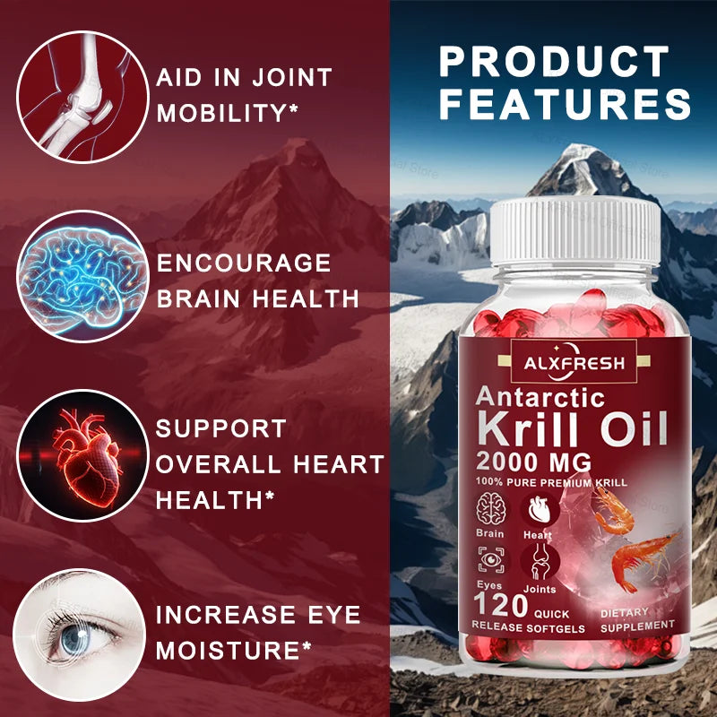 Antarctic Krill Oil 2000mg – Omega-3 EPA DHA + Astaxanthin Omega-3 Supplement Qst