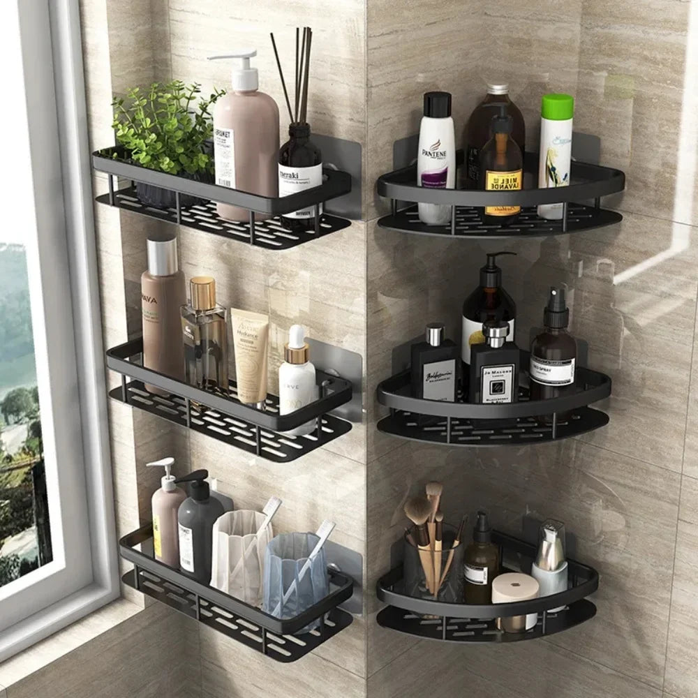 Aluminum Bathroom Storage Rack – No-Damage Wall Organizer Bathroom Wall Organizer Qme