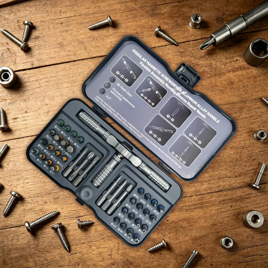 42-in-1 Magnetic Ratcheting Screwdriver Set | Precision Bits Ratcheting Screwdriver Set Qme