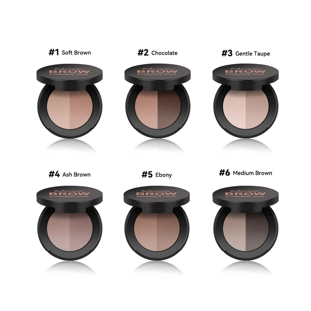 6-Color Duo Eyebrow Powder – Natural Brow & Contour Shade Eyebrow Powder Qst